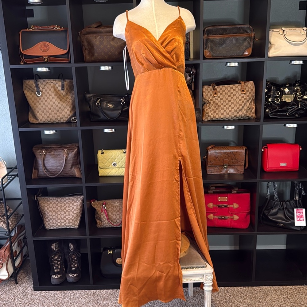 Lulu's Constantine Rust Orange Maxi Dress - Picture 2 of 7